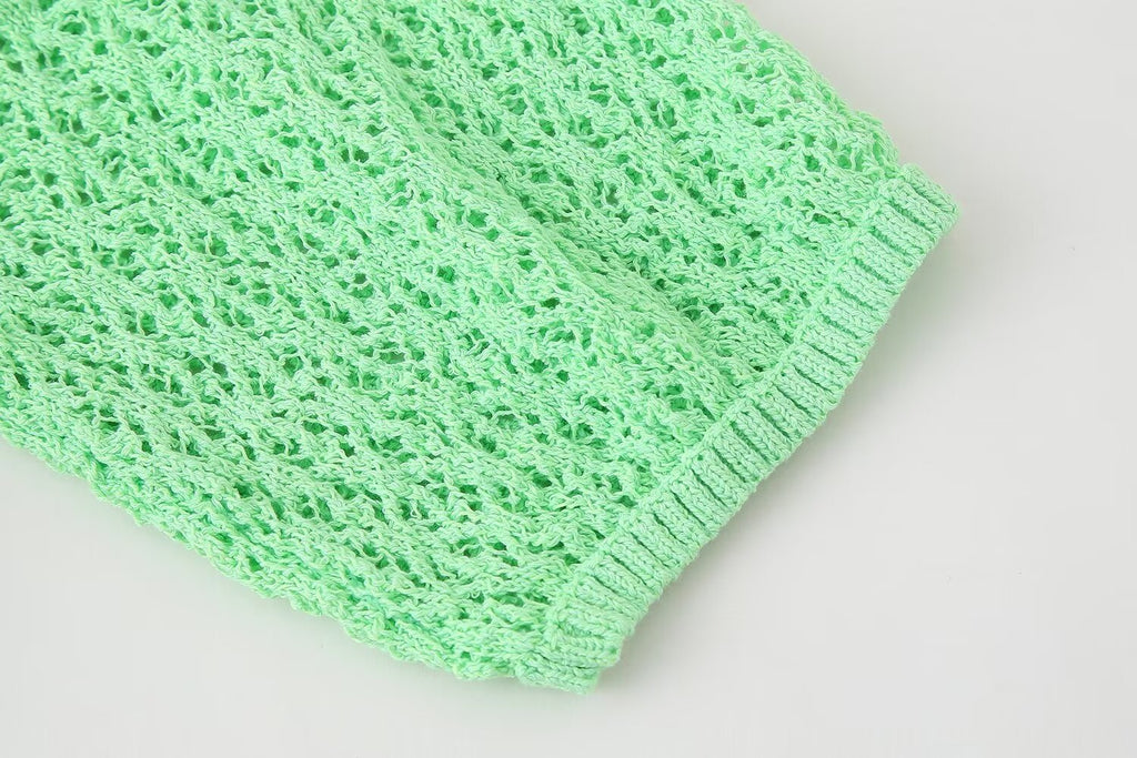 Women's Clothing Summer Jacquard Mesh Loose Polo Collar Knitwear