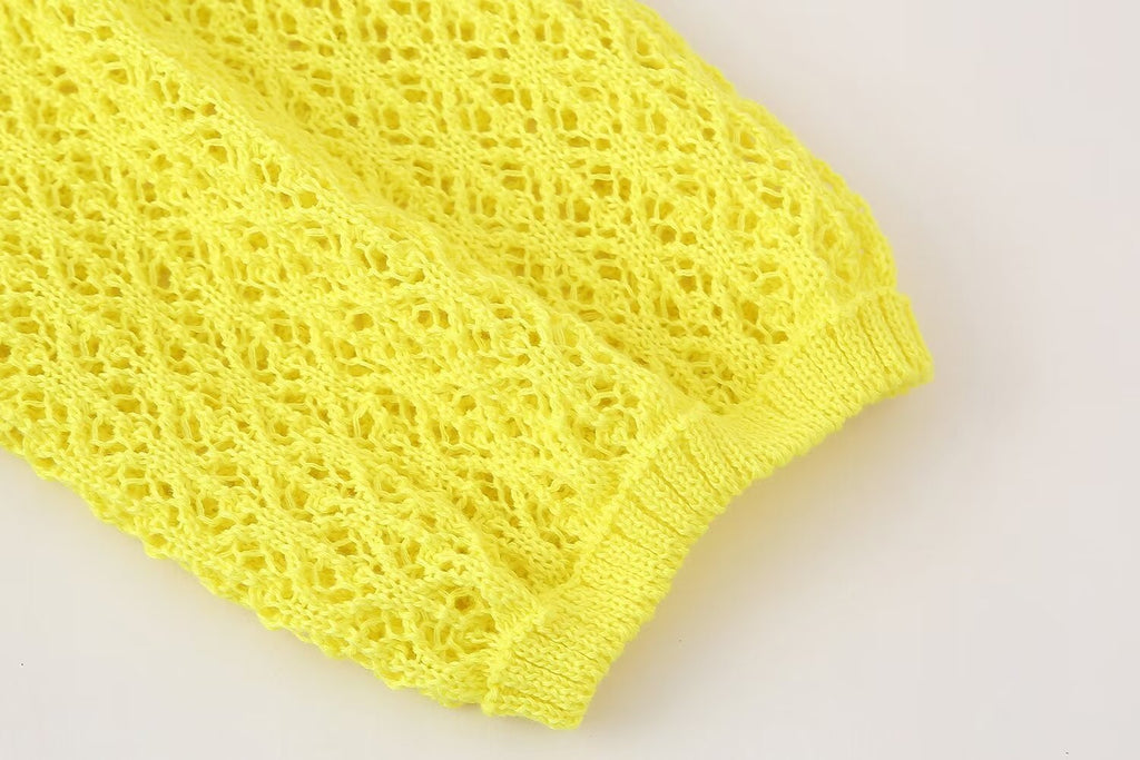 Women's Clothing Summer Jacquard Mesh Loose Polo Collar Knitwear