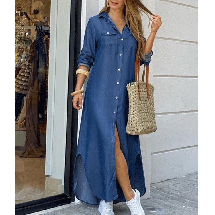Women's Clothing Spring Summer Printed Sexy Shirt Dress