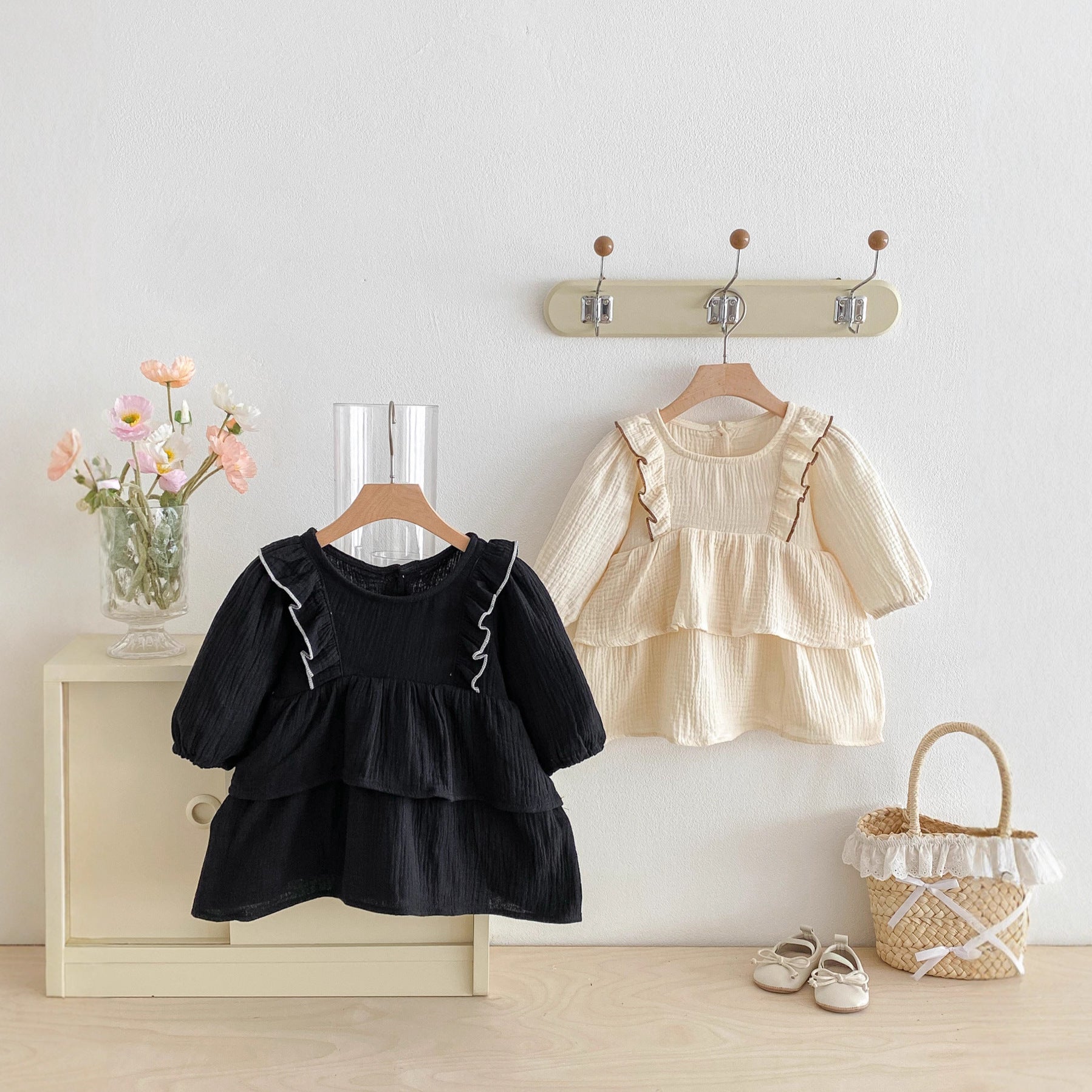 Baby Cake Dress Spring Fashion Ruffled Bow Sleeveless Dress for Girls Sweet Princess Style