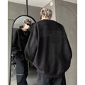 Suede Crewneck Sweatshirt for Men,West Coast Oversize, Youth Cool and Stylish Loose Top