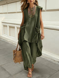 Sleeveless 3D-Cut Resort Two-Piece Set | Top & Trousers