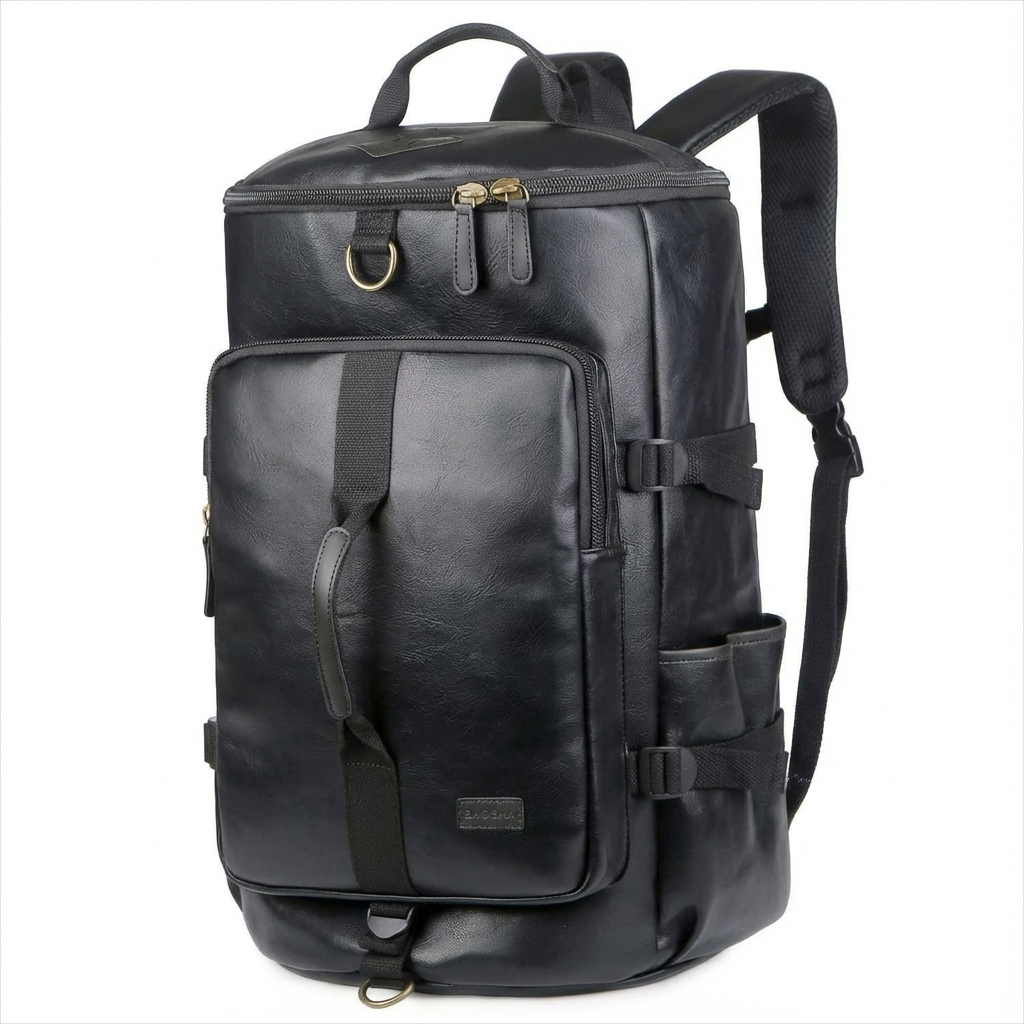 Men's Vegan Leather Duffle Bag – Convertible 40L Travel