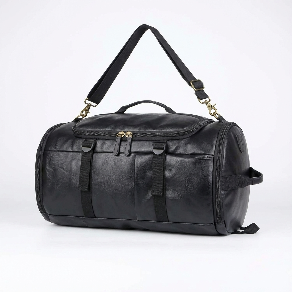 Men's Vegan Leather Duffle Bag – Convertible 40L Travel