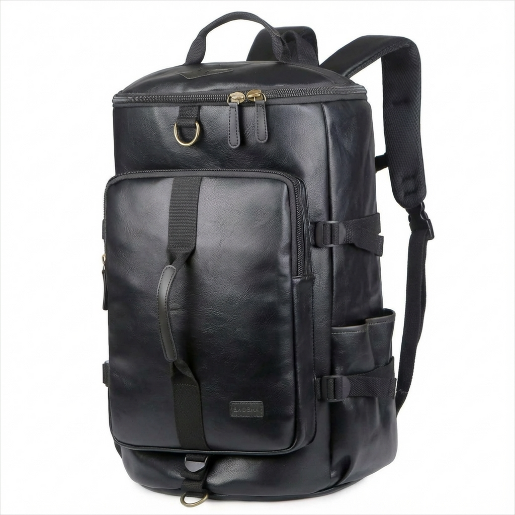 Men's Vegan Leather Duffle Bag – Convertible 40L Travel
