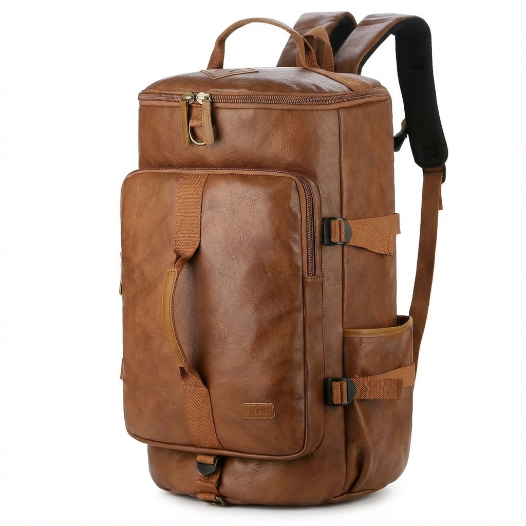 Men's Vegan Leather Duffle Bag – Convertible 40L Travel