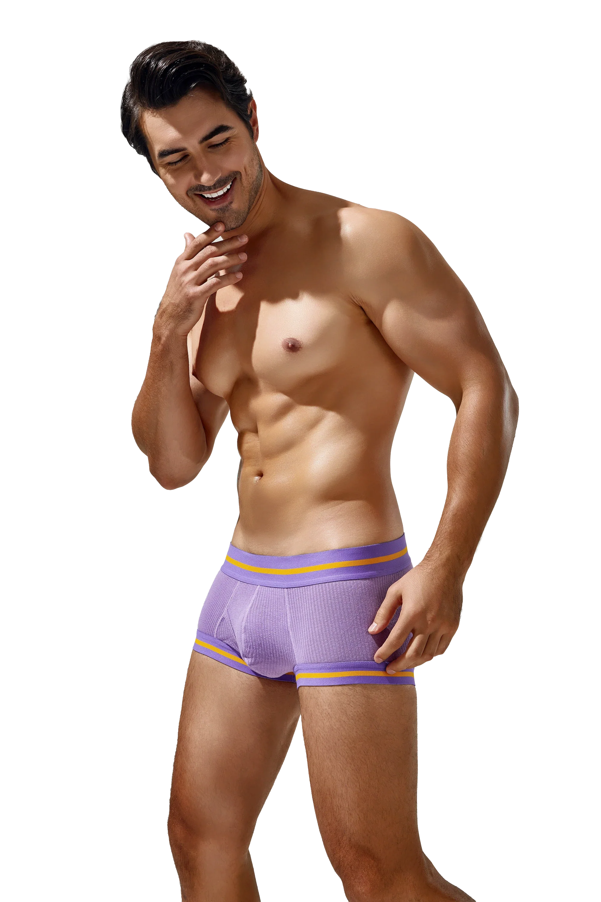 Men's Cotton Boxer Briefs, Breathable & Solid Colors