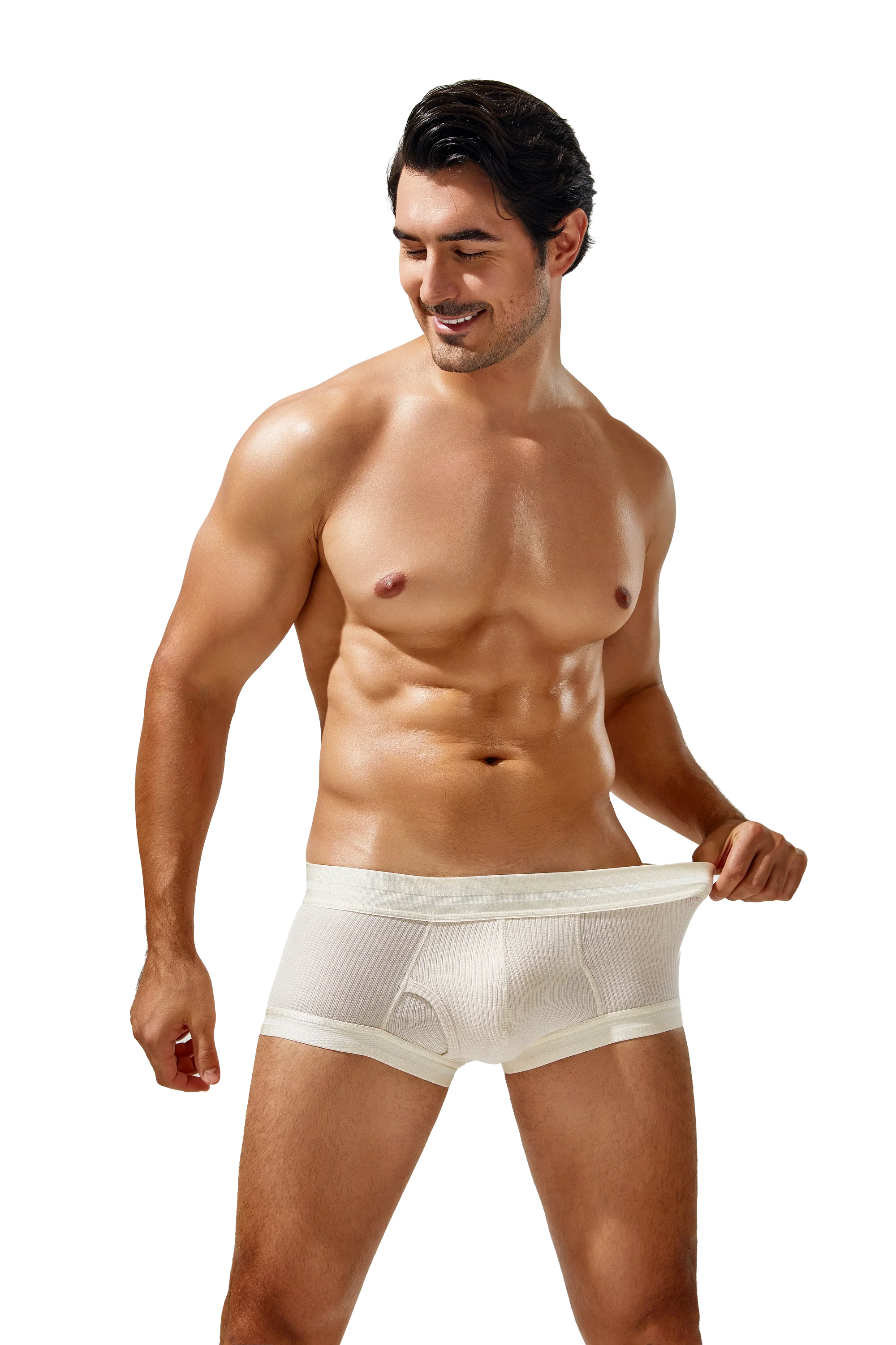 Men's Cotton Boxer Briefs, Breathable & Solid Colors