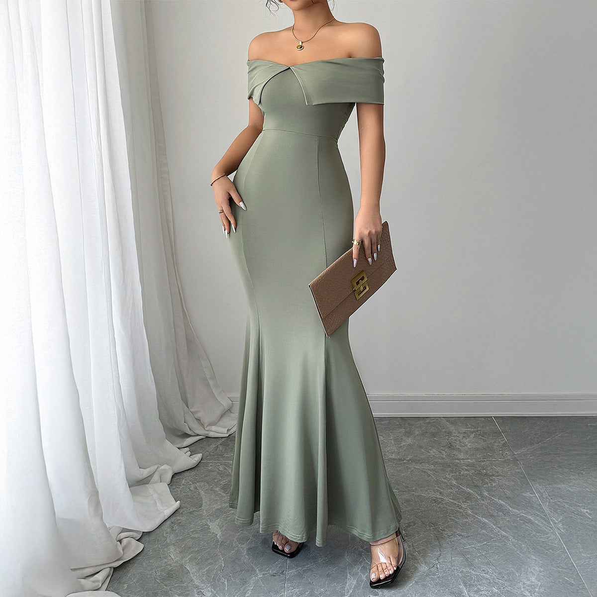 Elegant Sheath Off-Shoulder Dress Women's Clothing Spring Summer