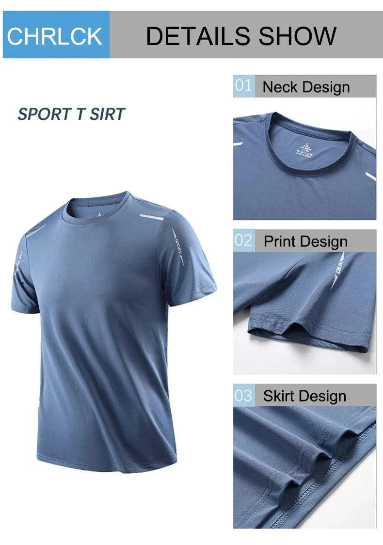 CHRLCK Men's Quick Dry Running T-Shirt Size M Breathable Outdoor Sports Tee Hiking Fishing Summer Essentials