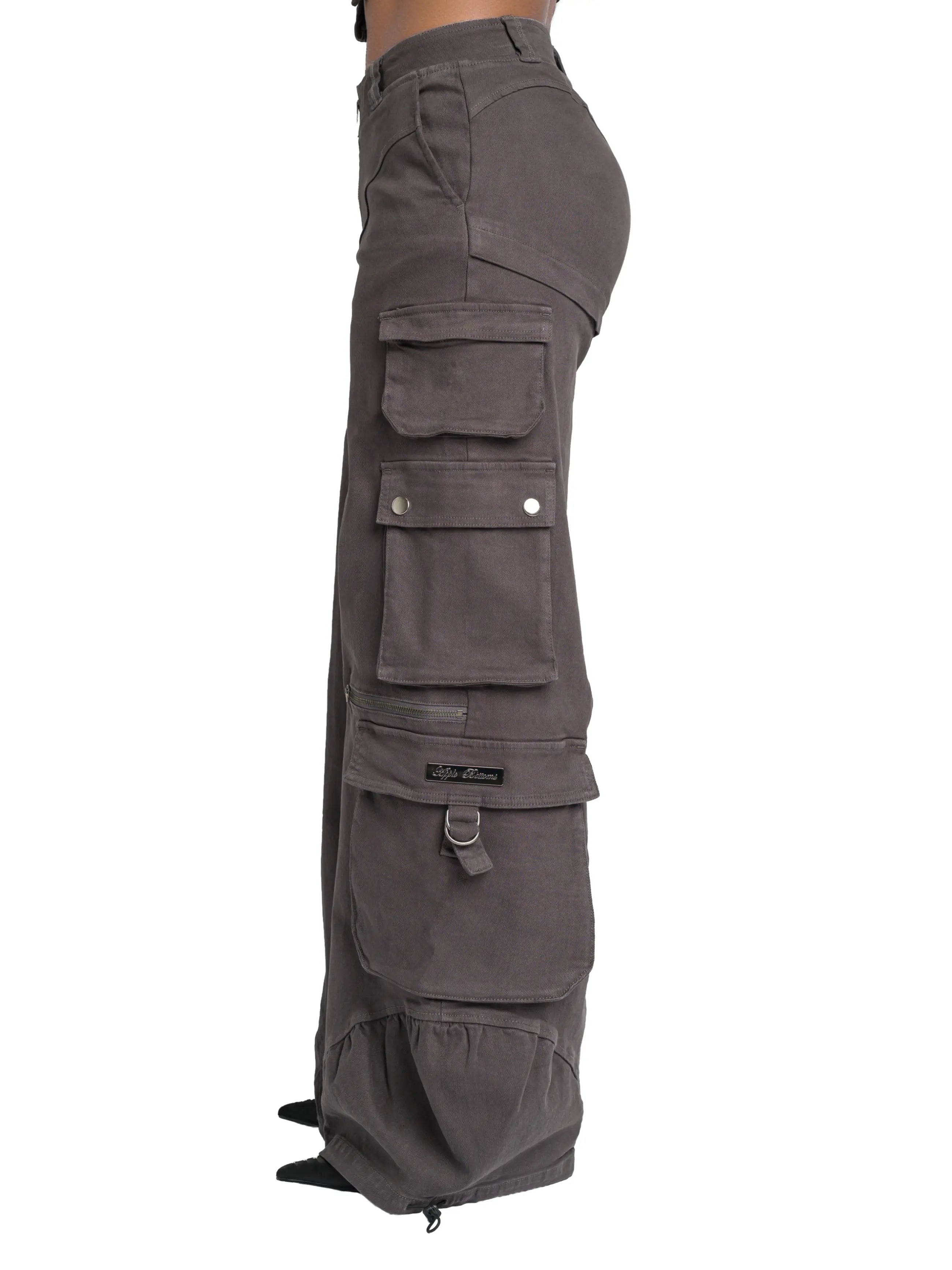 Pantalon cargo en sergé taille basse