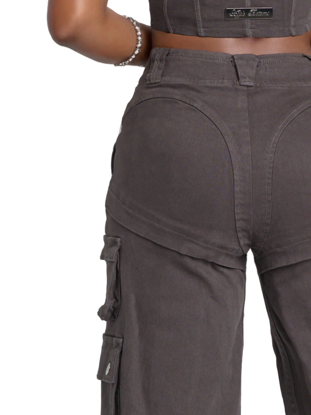 Pantalon cargo en sergé taille basse