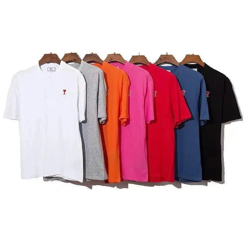 Modern Summer New Hearts A Love Embroidered Simple Design Masculine Fashion Short Sleeve T-Shirt Men's T-Shirt Men's Short Sleeve Tees Cotton T-Shirts for Men