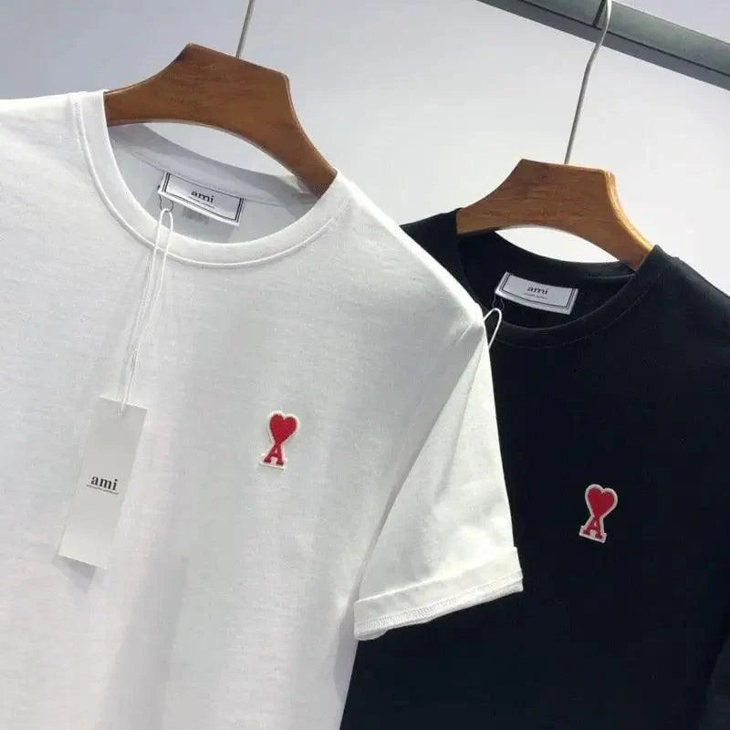 Modern Summer New Hearts A Love Embroidered Simple Design Masculine Fashion Short Sleeve T-Shirt Men's T-Shirt Men's Short Sleeve Tees Cotton T-Shirts for Men