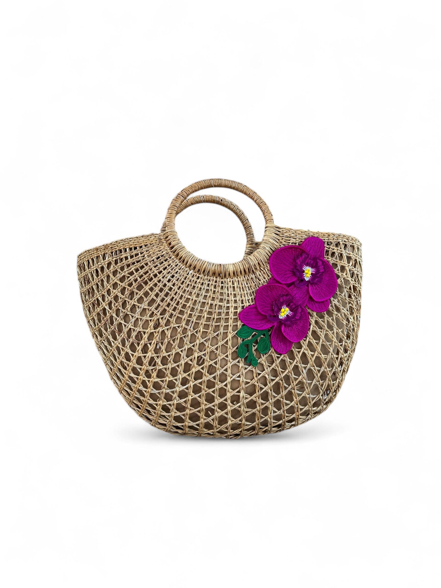 Sac de Plage en Paille Orchidée Insulaire