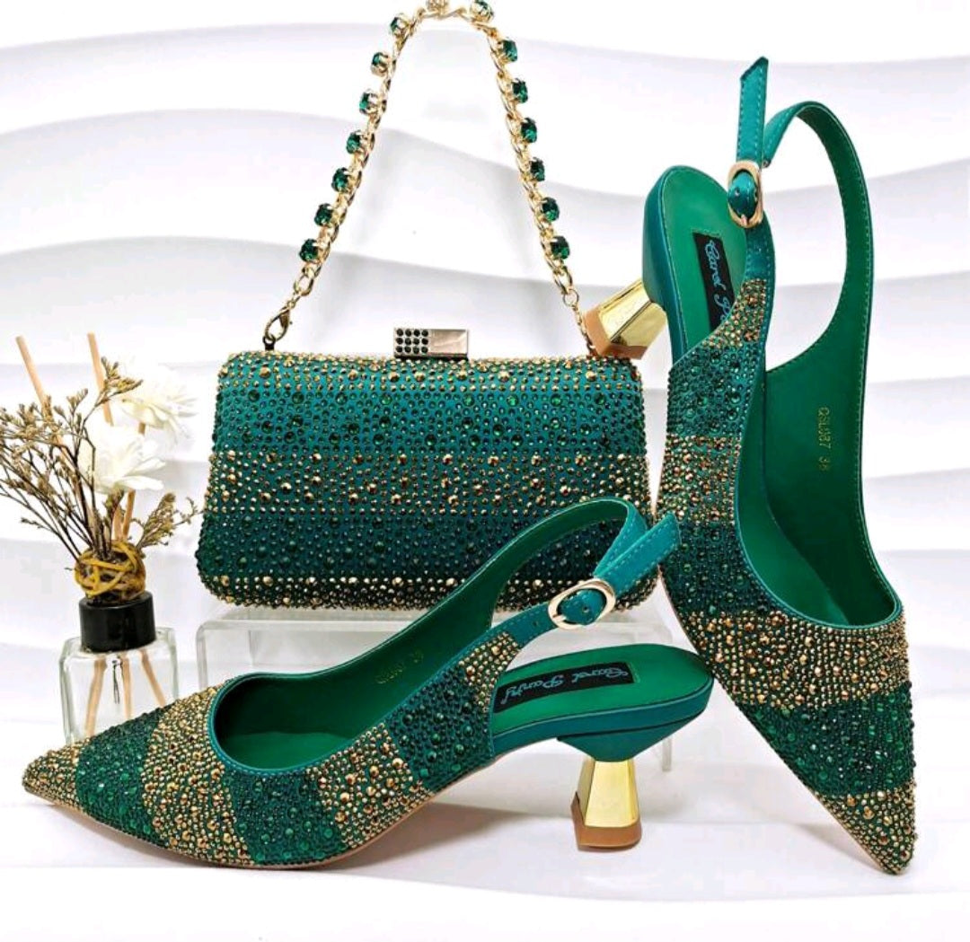 Ladies Shoes With Matching Bag Set - ED101