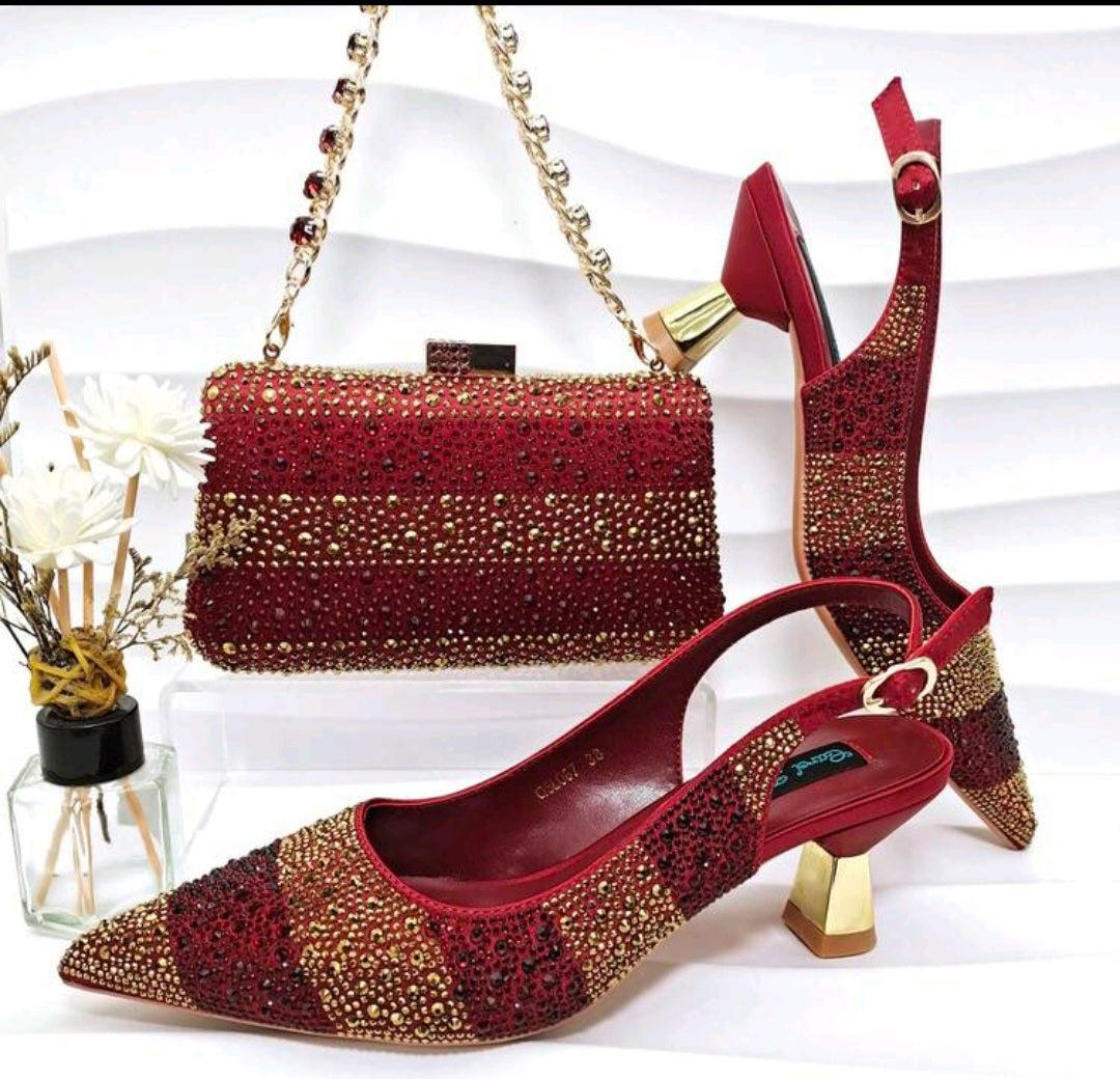 Ladies Shoes With Matching Bag Set - ED101