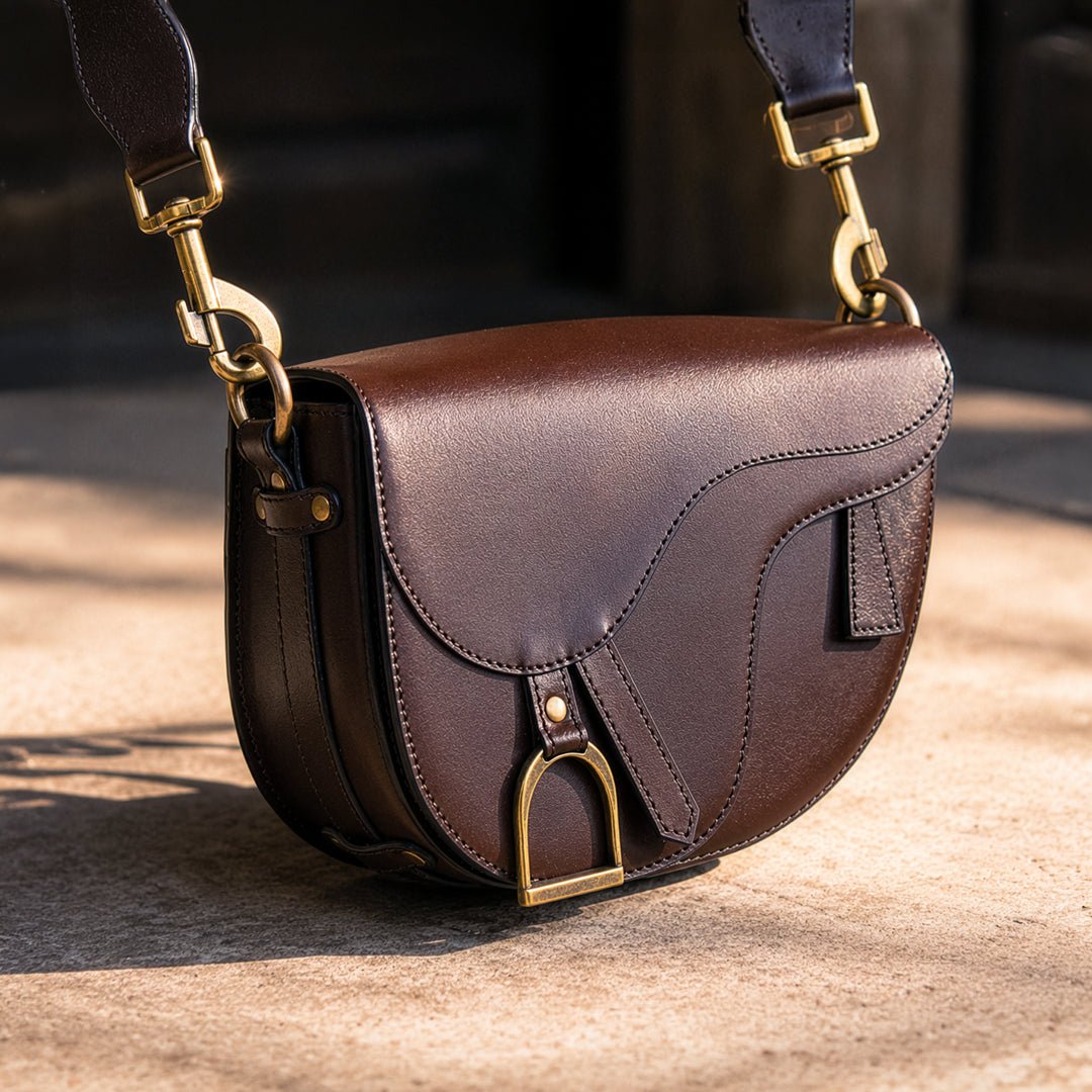 Signature Saddle Bag - Luxury Leather Handbag in Deep Brown