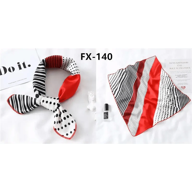 Versatile Square Silk Scarf for Women, Fashionable Printed Small Neck Scarves, Office Lady Hair Band, Foulard, Hand, for Female, Bandana, Shawl
