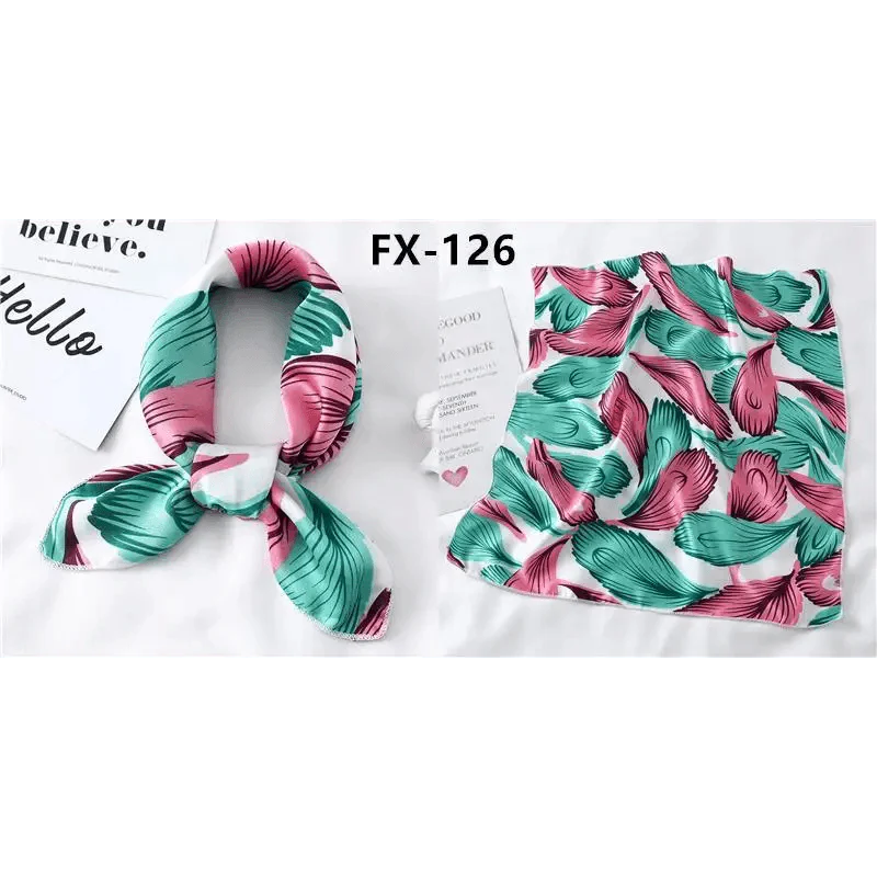 Versatile Square Silk Scarf for Women, Fashionable Printed Small Neck Scarves, Office Lady Hair Band, Foulard, Hand, for Female, Bandana, Shawl