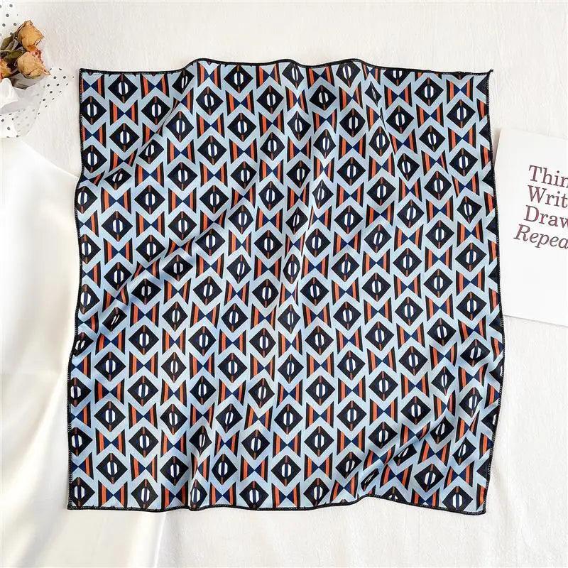 Versatile Square Silk Scarf for Women, Fashionable Printed Small Neck Scarves, Office Lady Hair Band, Foulard, Hand, for Female, Bandana, Shawl