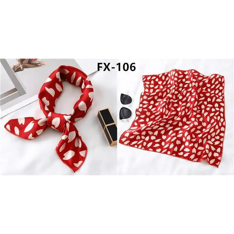 Versatile Square Silk Scarf for Women, Fashionable Printed Small Neck Scarves, Office Lady Hair Band, Foulard, Hand, for Female, Bandana, Shawl