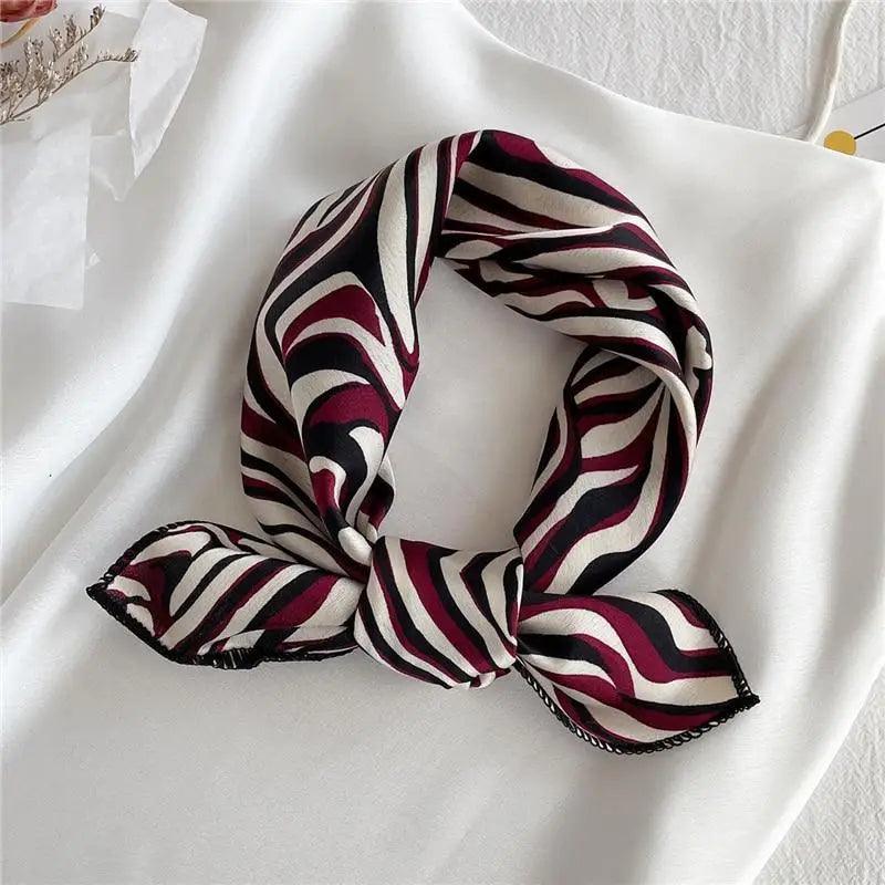 Versatile Square Silk Scarf for Women, Fashionable Printed Small Neck Scarves, Office Lady Hair Band, Foulard, Hand, for Female, Bandana, Shawl