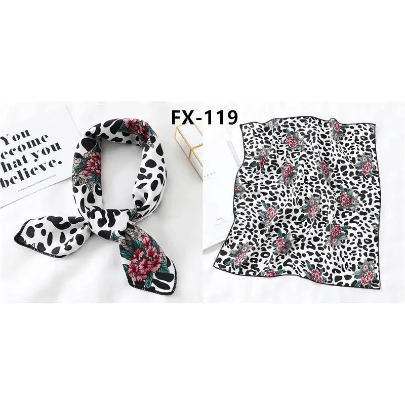 Versatile Square Silk Scarf for Women, Fashionable Printed Small Neck Scarves, Office Lady Hair Band, Foulard, Hand, for Female, Bandana, Shawl