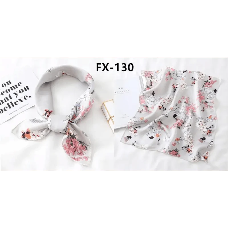 Versatile Square Silk Scarf for Women, Fashionable Printed Small Neck Scarves, Office Lady Hair Band, Foulard, Hand, for Female, Bandana, Shawl