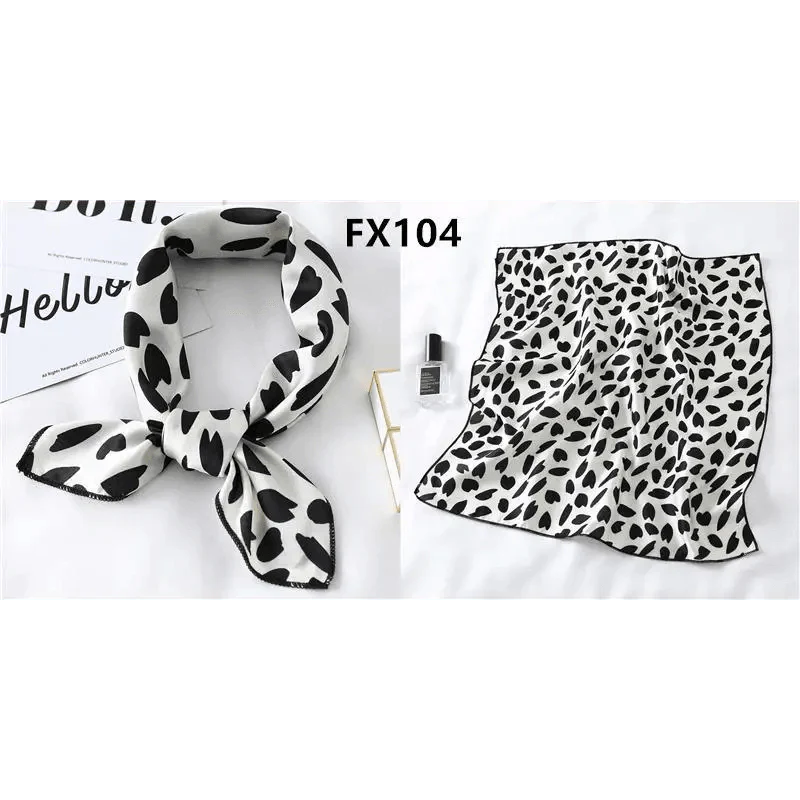 Versatile Square Silk Scarf for Women, Fashionable Printed Small Neck Scarves, Office Lady Hair Band, Foulard, Hand, for Female, Bandana, Shawl