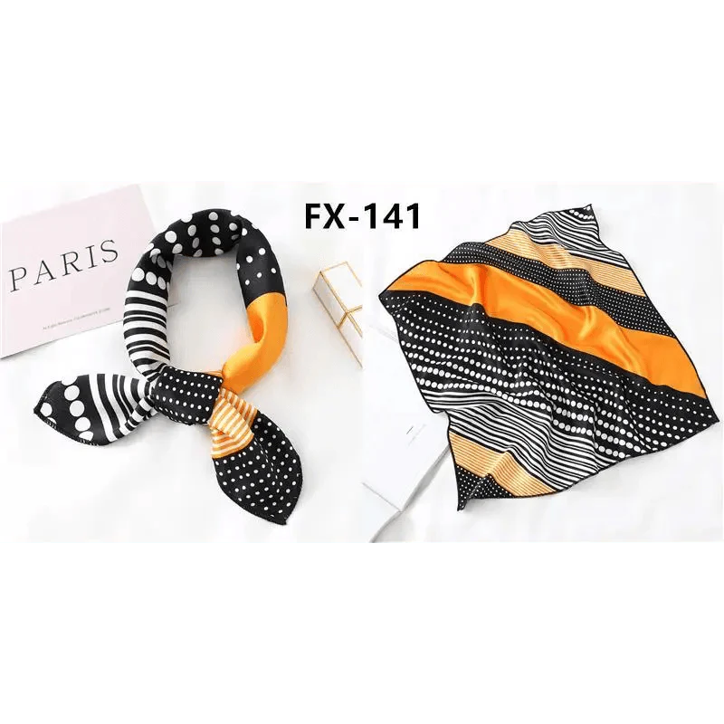 Versatile Square Silk Scarf for Women, Fashionable Printed Small Neck Scarves, Office Lady Hair Band, Foulard, Hand, for Female, Bandana, Shawl