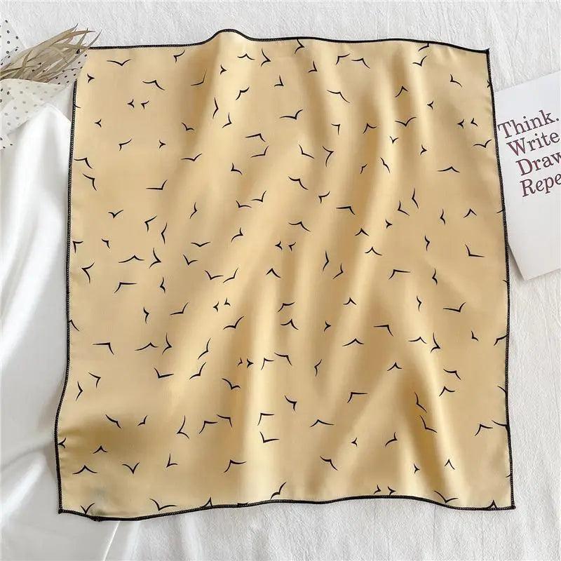 Versatile Square Silk Scarf for Women, Fashionable Printed Small Neck Scarves, Office Lady Hair Band, Foulard, Hand, for Female, Bandana, Shawl