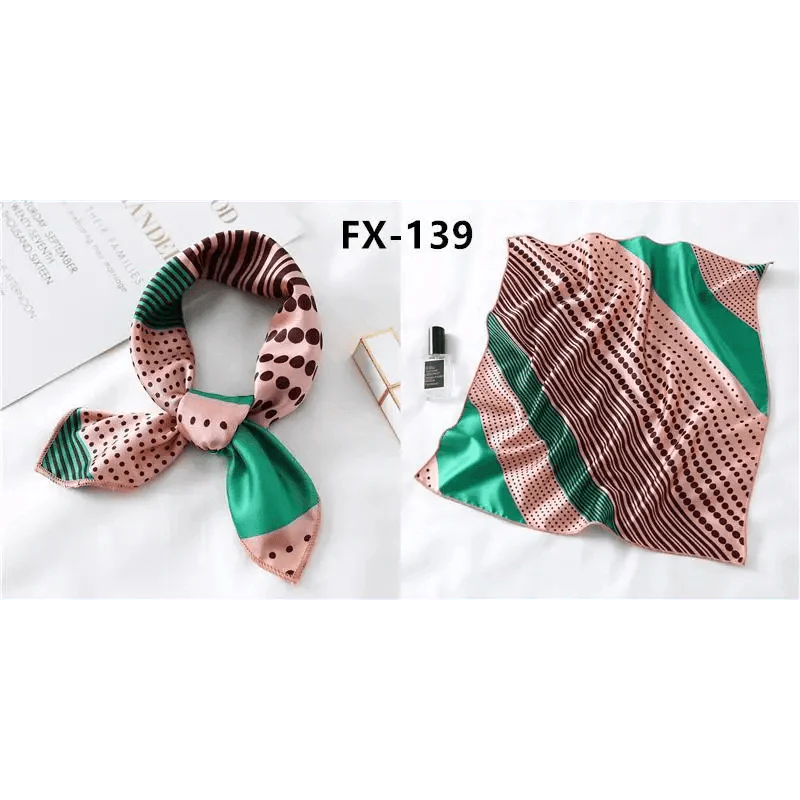 Versatile Square Silk Scarf for Women, Fashionable Printed Small Neck Scarves, Office Lady Hair Band, Foulard, Hand, for Female, Bandana, Shawl