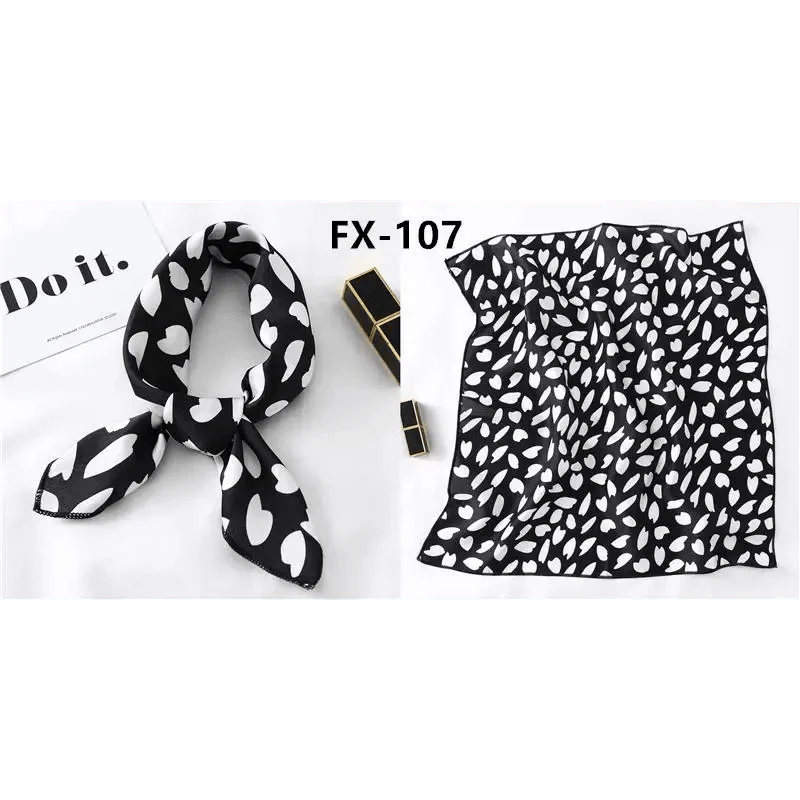 Versatile Square Silk Scarf for Women, Fashionable Printed Small Neck Scarves, Office Lady Hair Band, Foulard, Hand, for Female, Bandana, Shawl