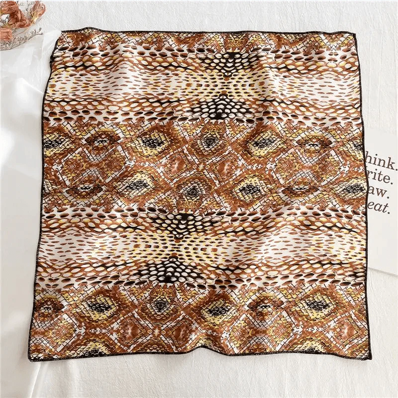 Versatile Square Silk Scarf for Women, Fashionable Printed Small Neck Scarves, Office Lady Hair Band, Foulard, Hand, for Female, Bandana, Shawl